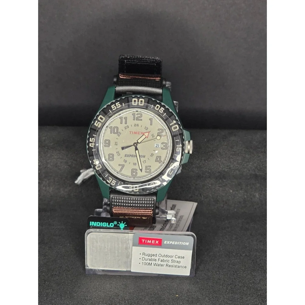 Timex Expedition Watch Mens Green Brown Indiglo Rugged Outdoor Sport